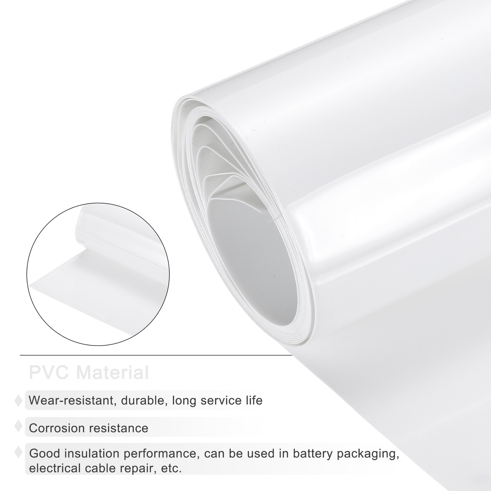 Battery Wrap Heat Shrink Tubing 115mm Dia 180mm Flat 8 Feet, White
