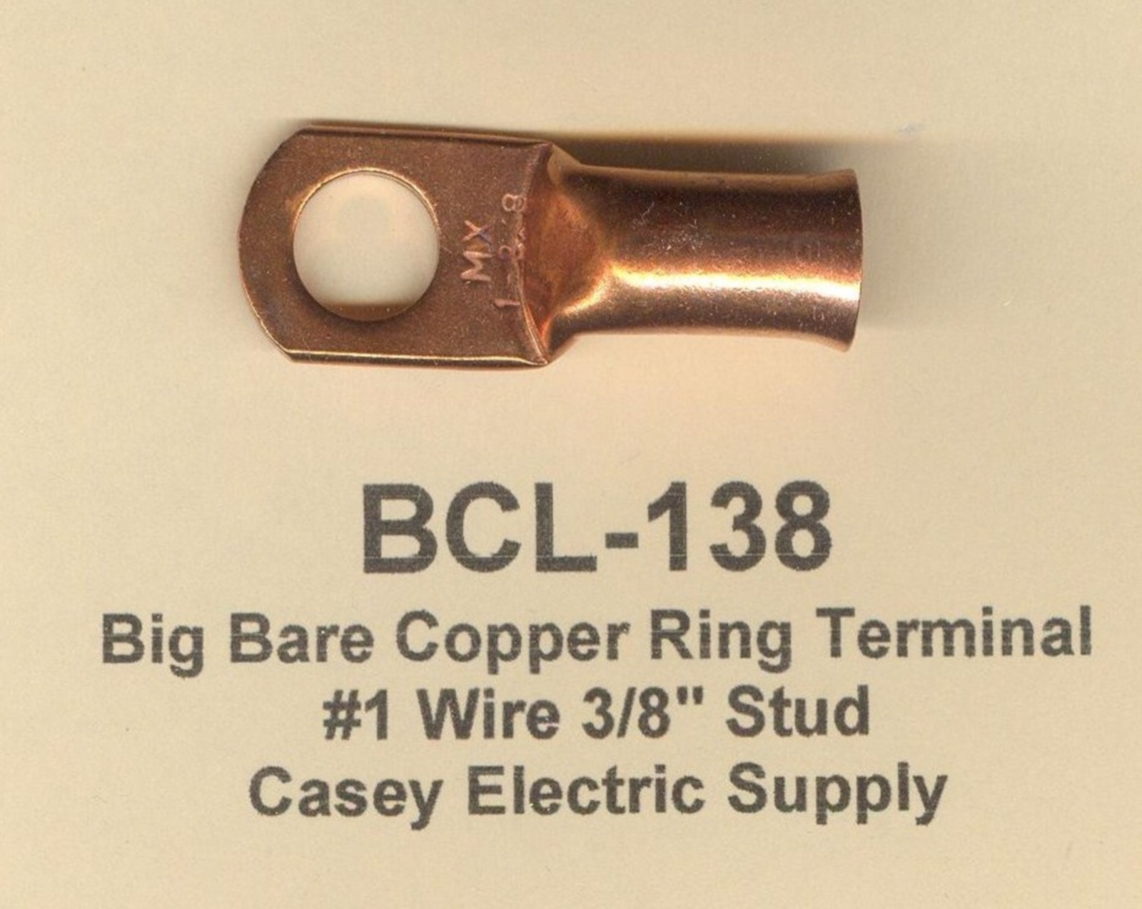 10 Bare Battery BIG COPPER LUG Ring Terminal Connectors #1 Wire Gauge 3/8″ Stud