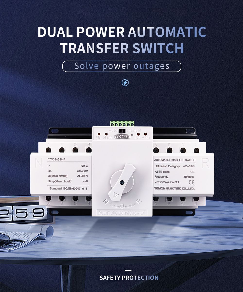 Voltage Relays MCB Type Sealed Dual Power Automatic Transfer Switch 4P 63A 380V