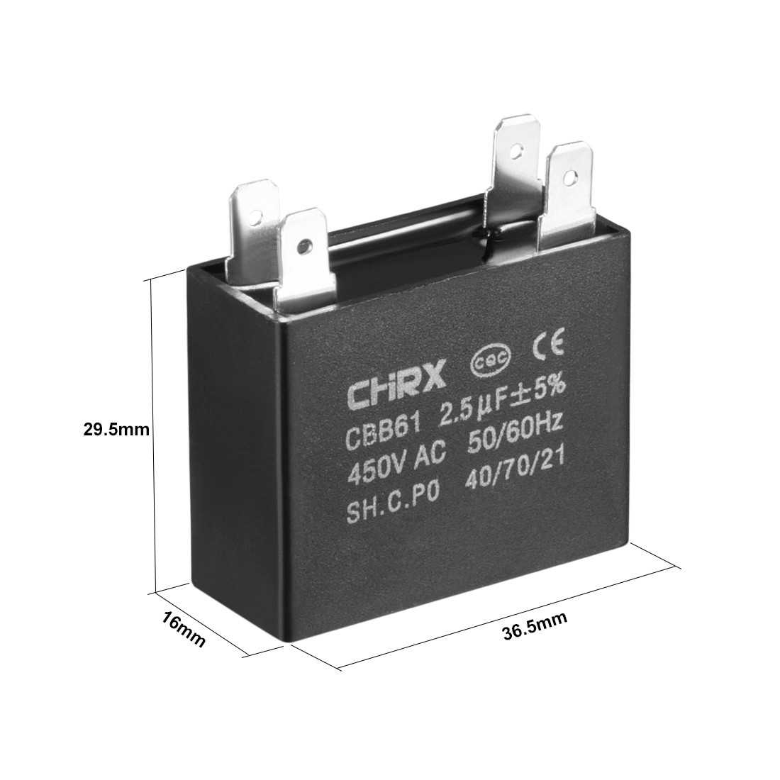 2Pcs CBB61 450V AC 2.5uF Double Air Conditioner Parts Fan Motor Start Capacitor