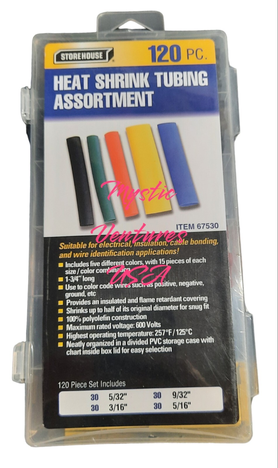 120 Piece Heat Shrink Tube Assortment – Electrical Wire Connector Tubing Sleeves