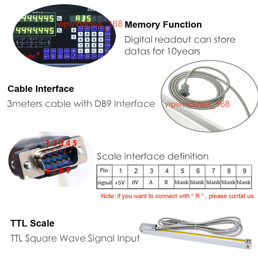3Axis Digital Readout DRO Display 5µm Linear Scale 18”+20”+40” Kit CNC Mill