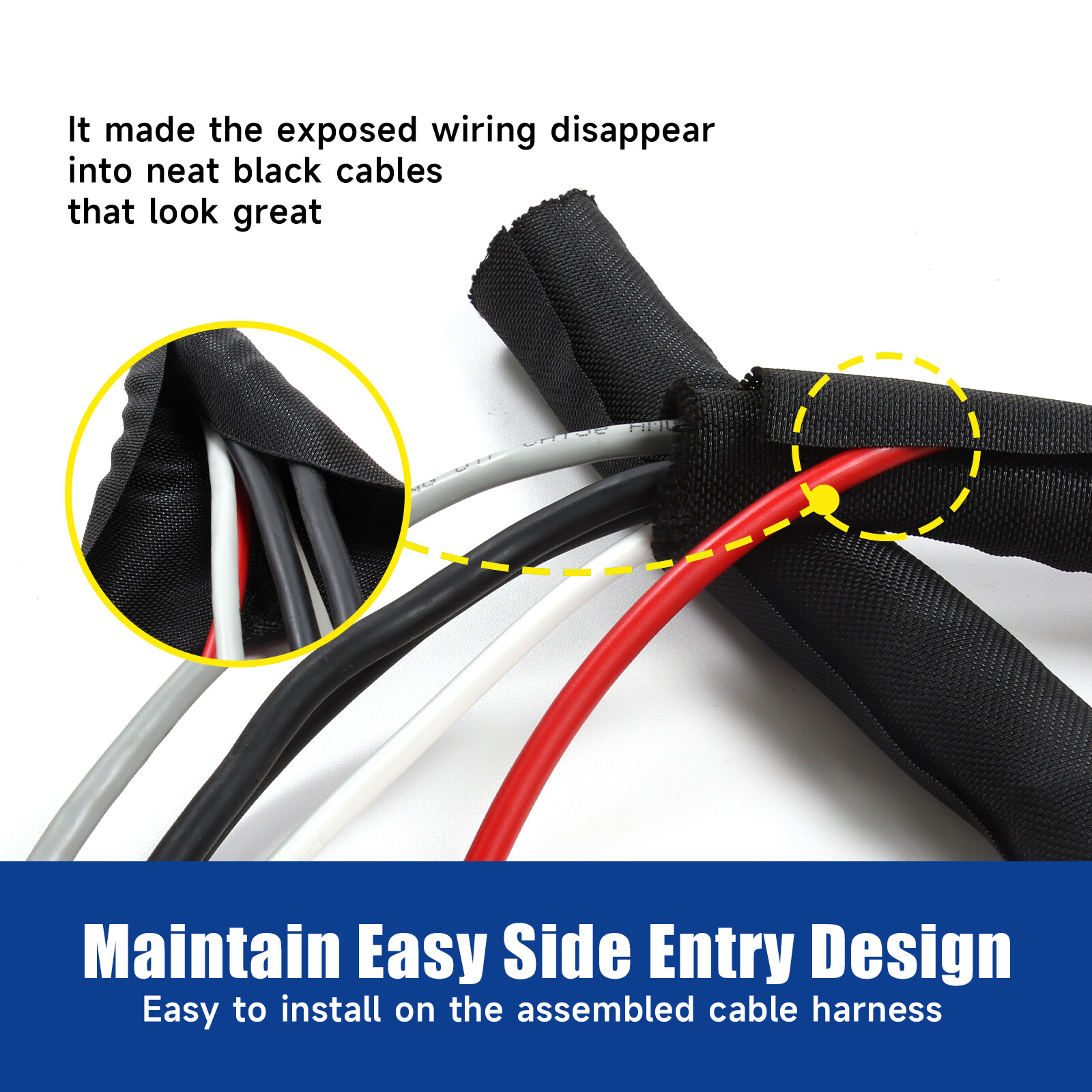 Woven Wrap Harness Protector Split Wire Braided Loom Cable Management Sleeve Lot