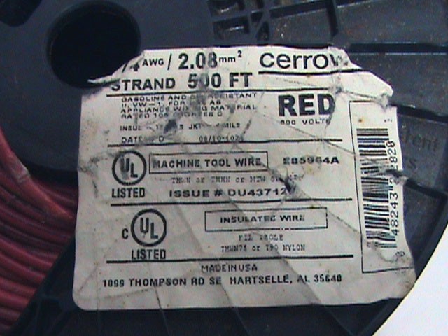 500 foot Cerrow Red Wire 14 AWG Stranded THWN ThHN or MTW 600 Volt V