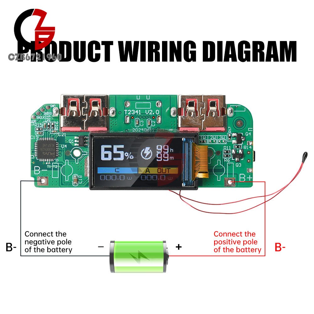 22.5W Fast Charging Module 0.96″ TFT Color Screen Mobile Power Bank Motherboard