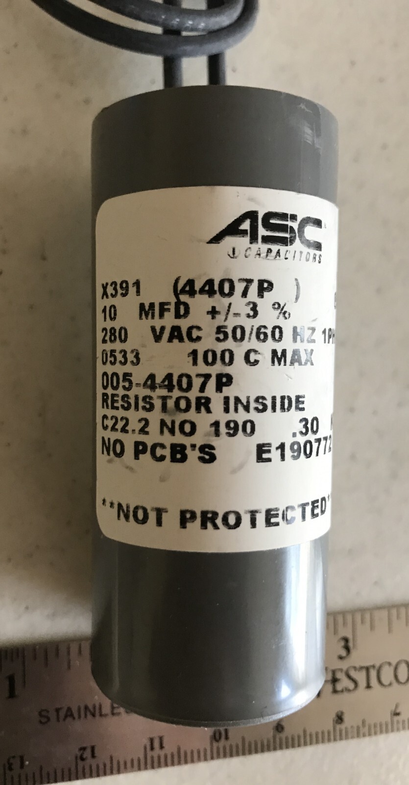 ASC 10 MFD capacitor 280 vac