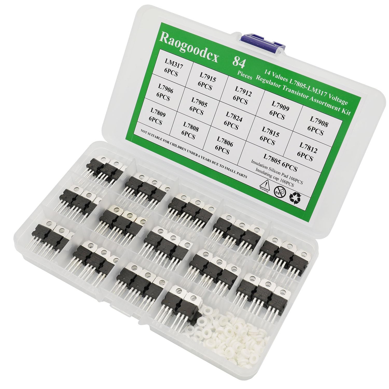 84Pcs 14 Value L7805-LM317 Voltage Regulator Transistor Assortment Kit