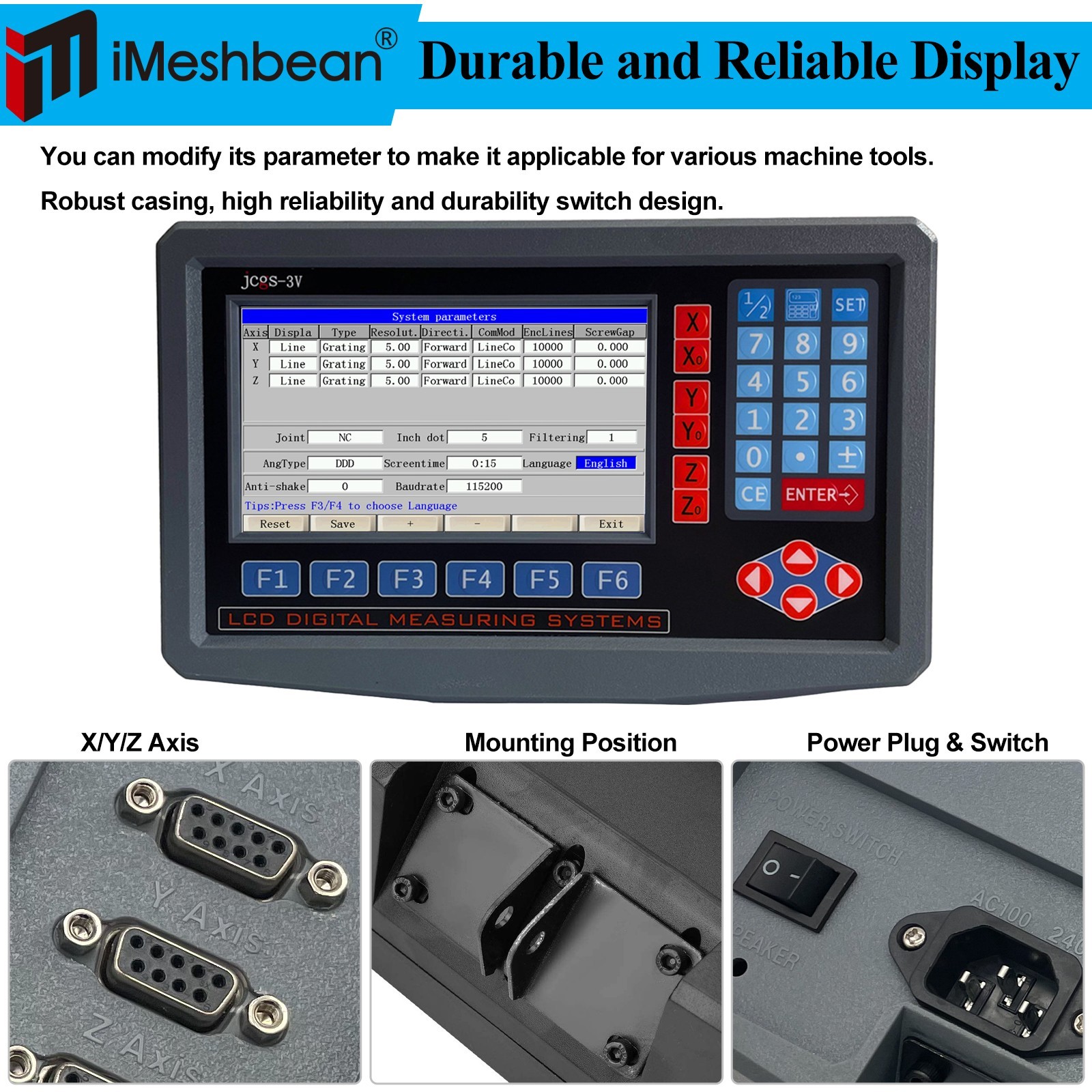 3 Axis LCD Digital Readout For Milling Lathe Machine With Precision Linear Scale