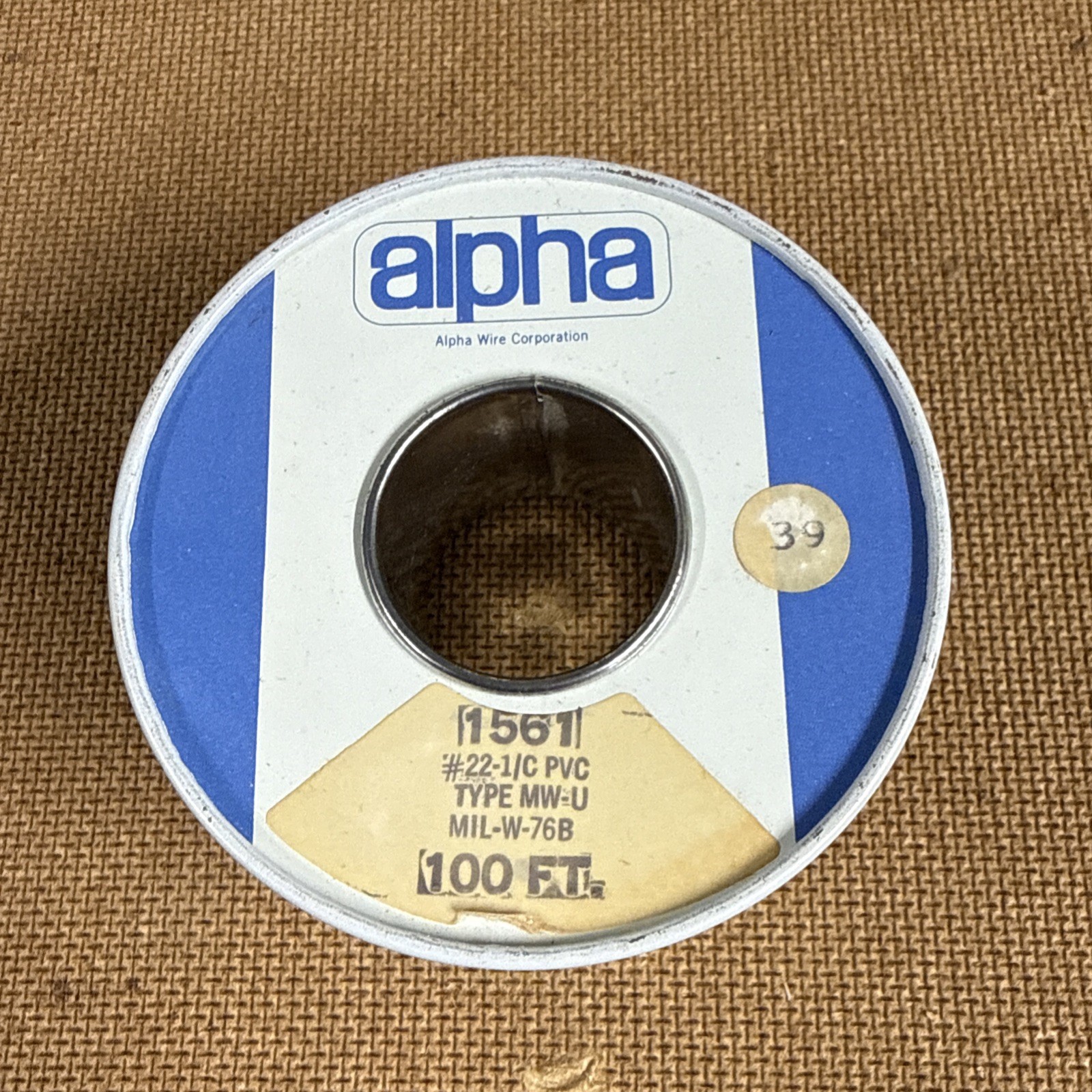 Vintage ALPHA WIRE 22-1/C PVC Wire Type M/W-U MIL-W-76B BLACK