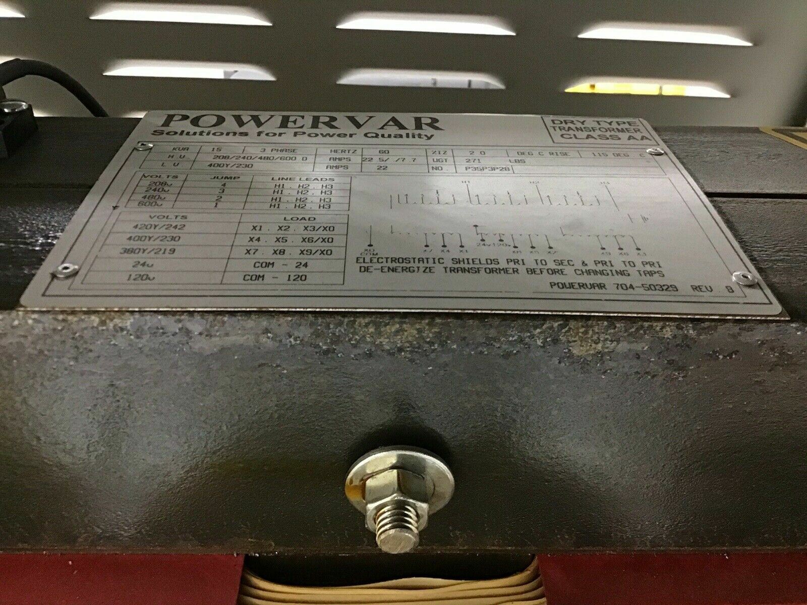 POWERVAR ABC15.0-20D40Y POWER CONDITIONER 208-V 3-PH DELTA-CONNECTION 15-KVA