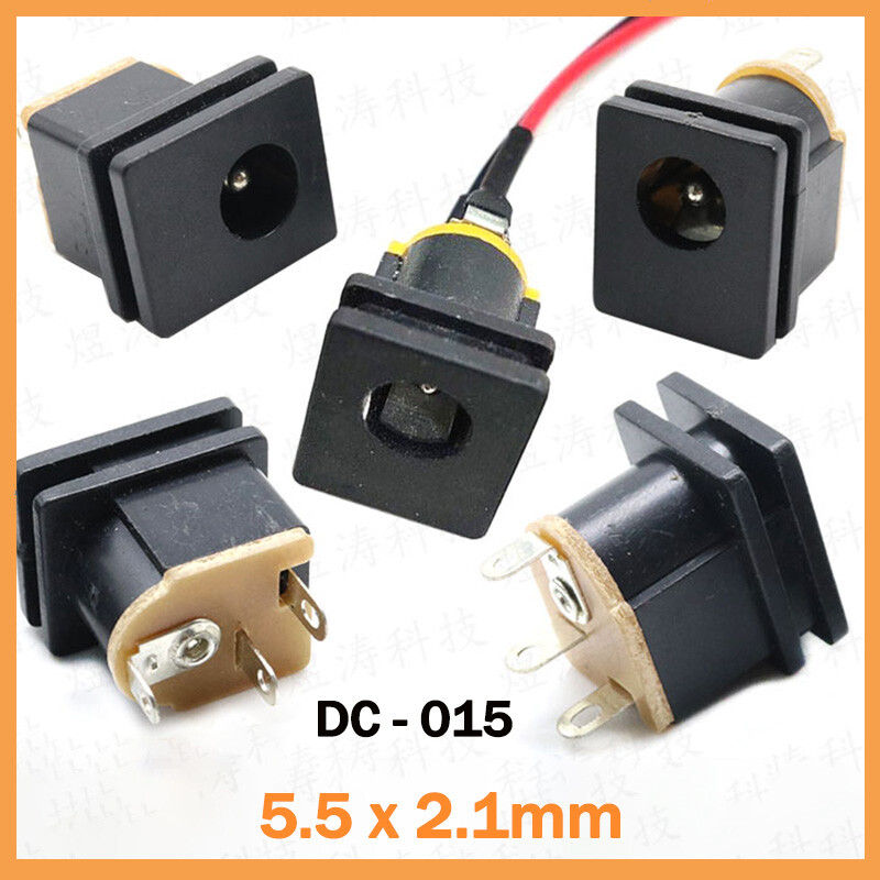 Female Jack Plug With Wire Panel Mount 5.5 x 2.1mm DC 50V Power Connect Socket