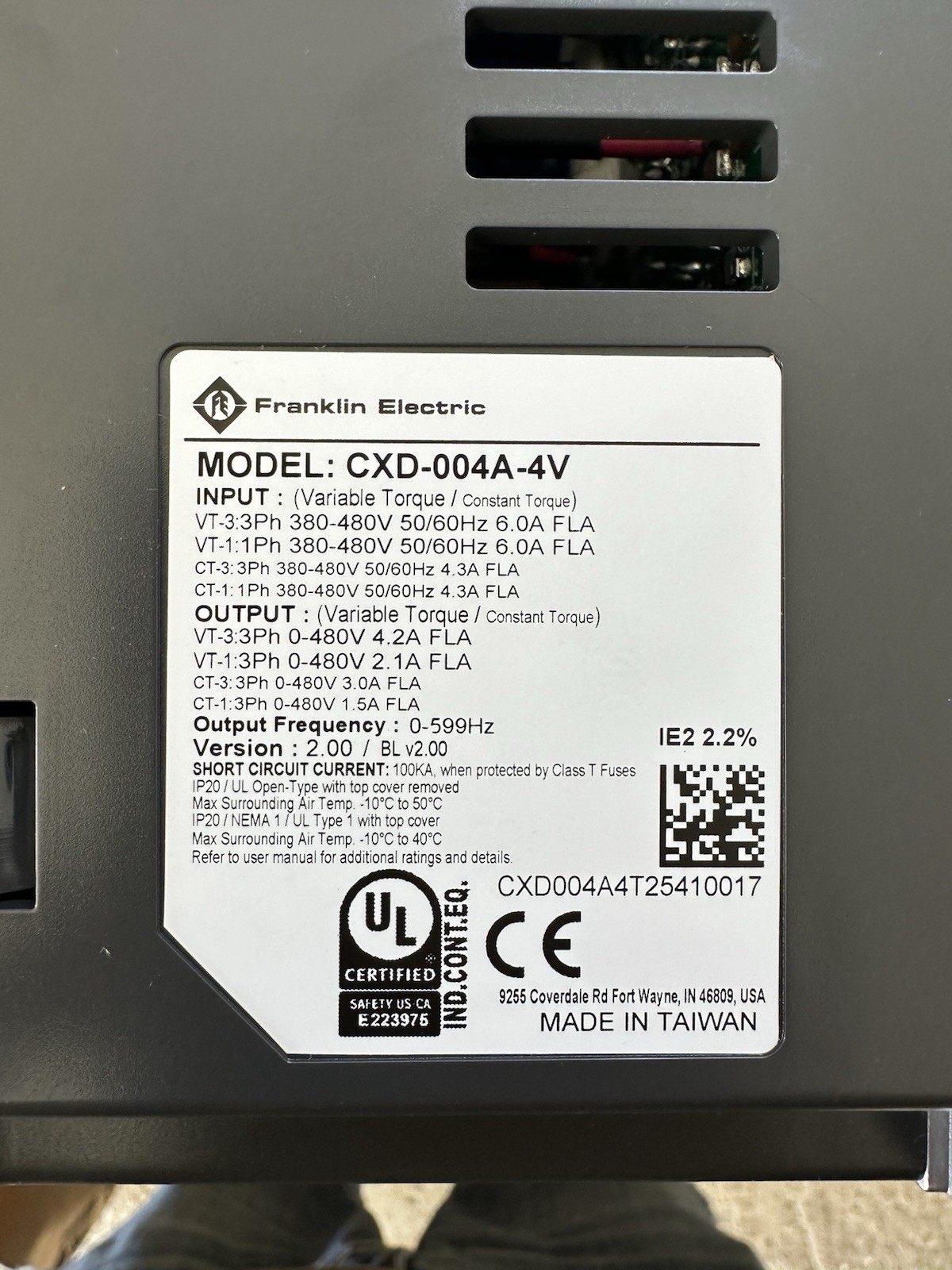 FRANKLIN ELECTRIC CXD-004A-4V / CXD004A4V (NEW IN BOX)
