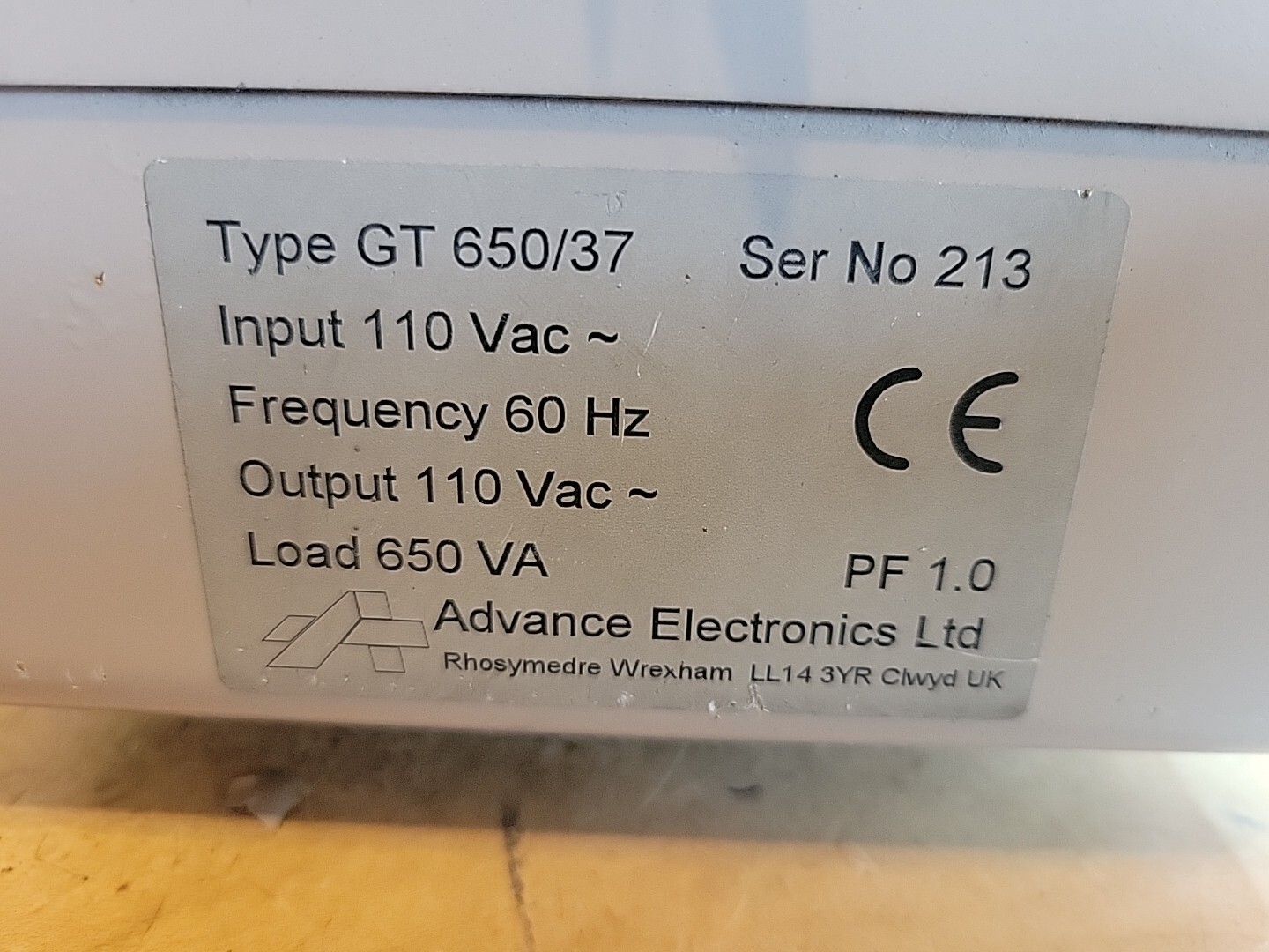 Advance Electronics GT 650/37, Constant Voltage Power Conditioner