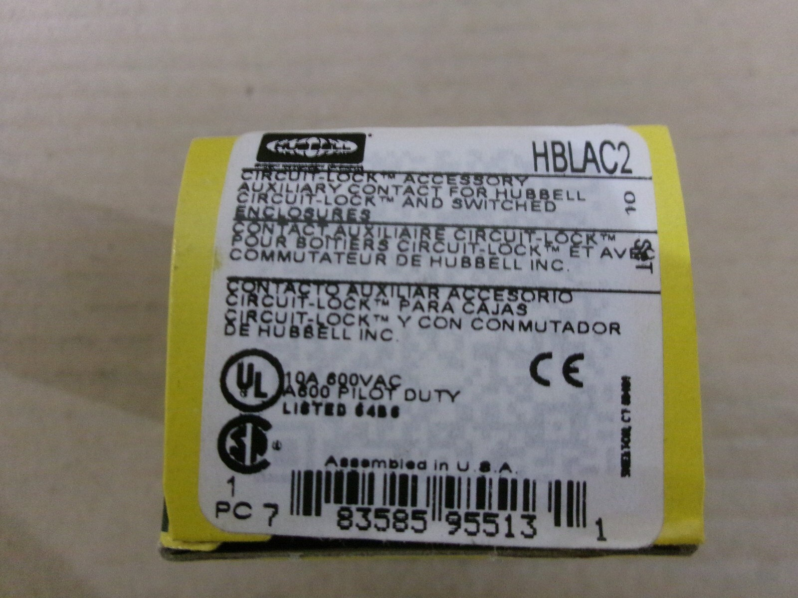 NEW HUBBELL HBLAC2 AUXILIARY CONTACT CIRCUIT LOCK ACCESSORY