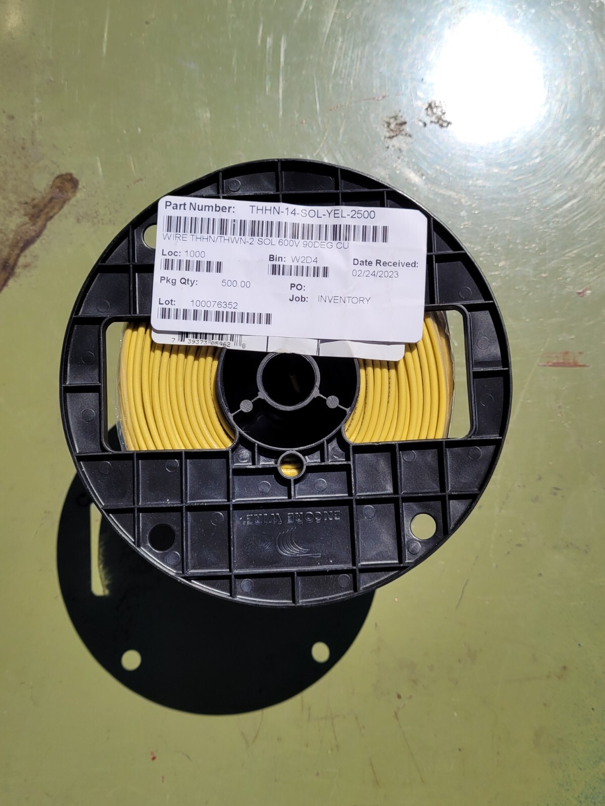 Encore Wire THHN 14 Sol Yel 500 Insulated Wire 500ft Cable 14 AWG 600V 90 Deg