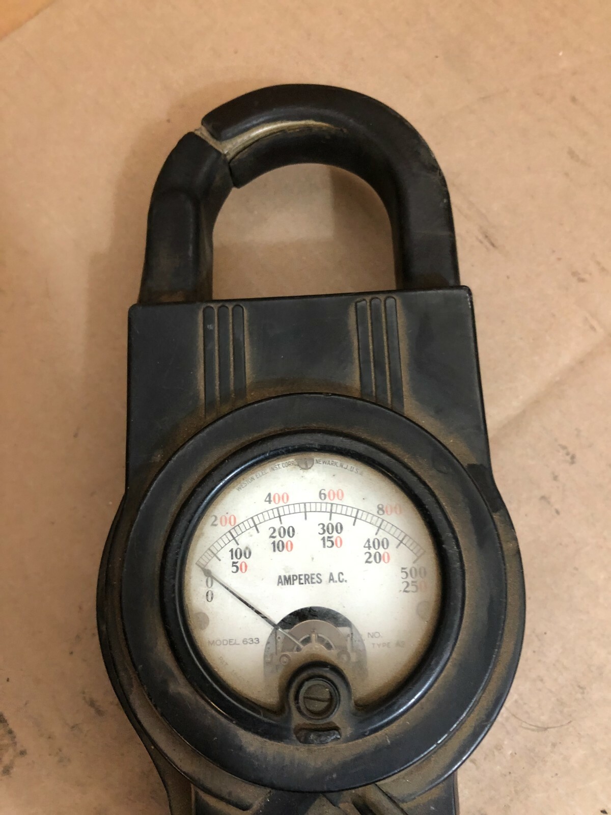 Weston 633 500 Amp Clamp-on Ammeter Amprobe Type A-1 *Made in USA* Amperes AC