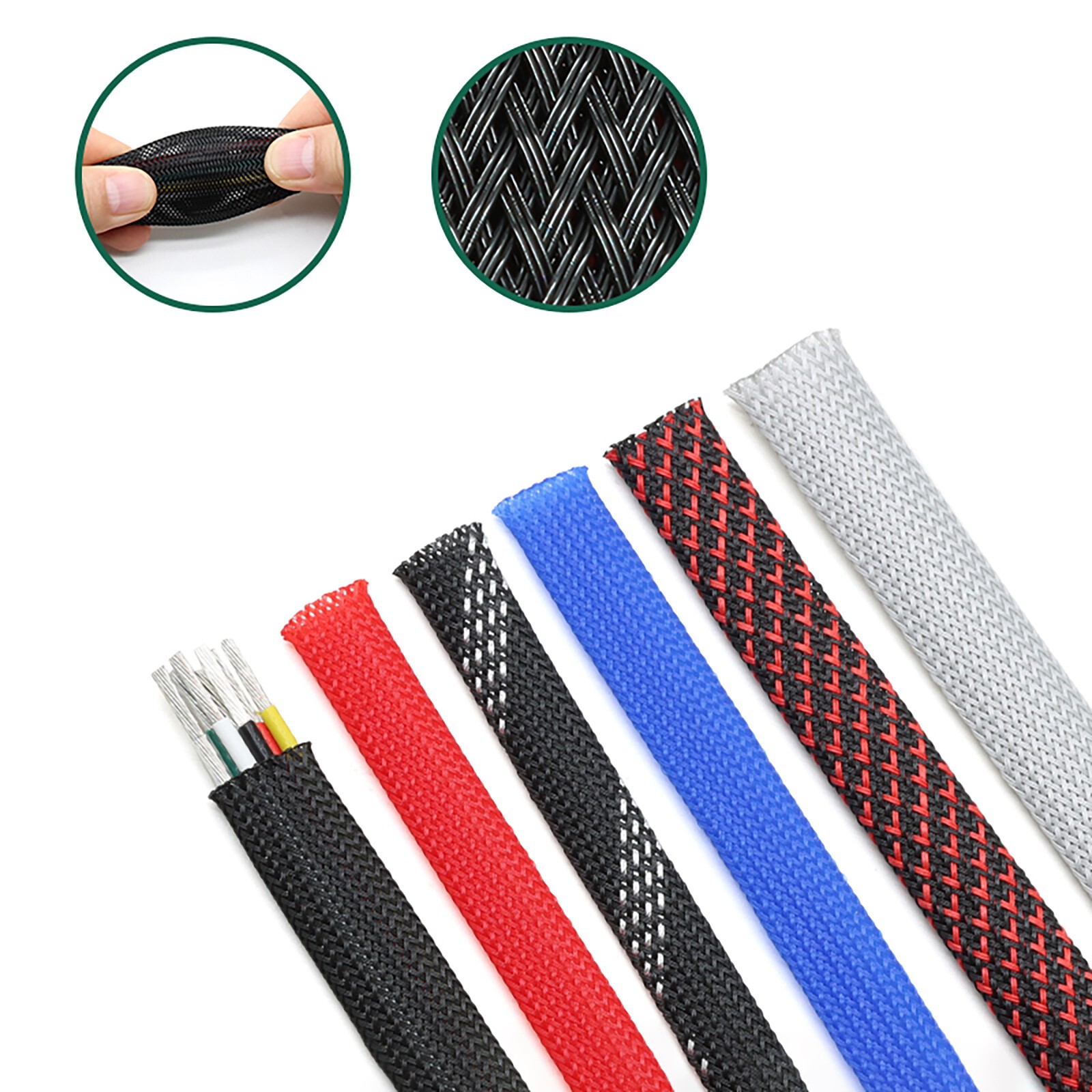 ALL SIZES & COLORS PET Expandable Wire Cable Sleeving Sheath Braided Loom Tubing
