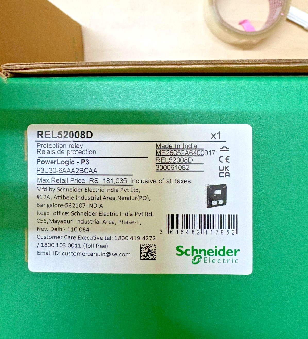 3PCS-Schneider P3U30-6AAA2BCAA universal protection relay, Power Logic P3U30-NEW