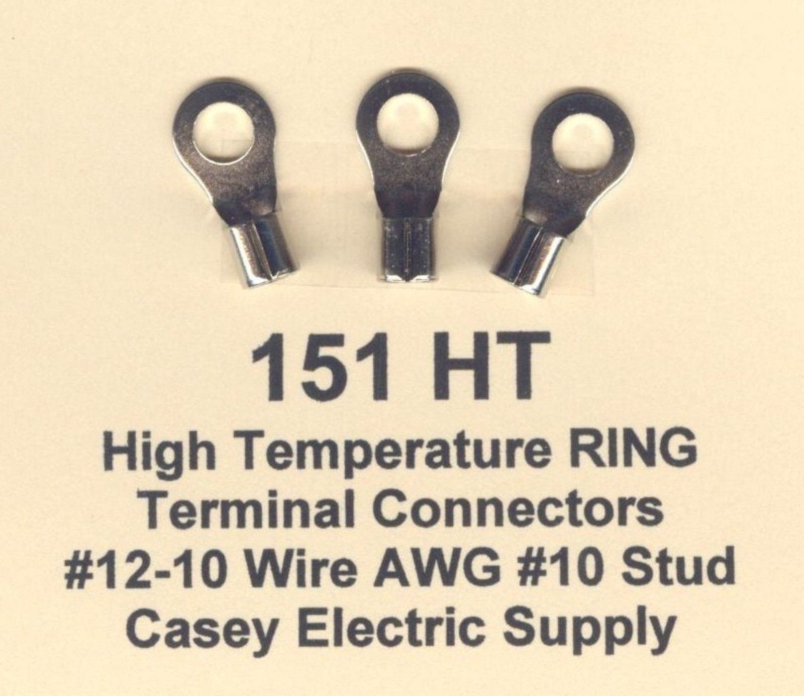 100 High Temperature RING Terminal Connector 12-10 Wire Gauge AWG #10 Stud 900°F