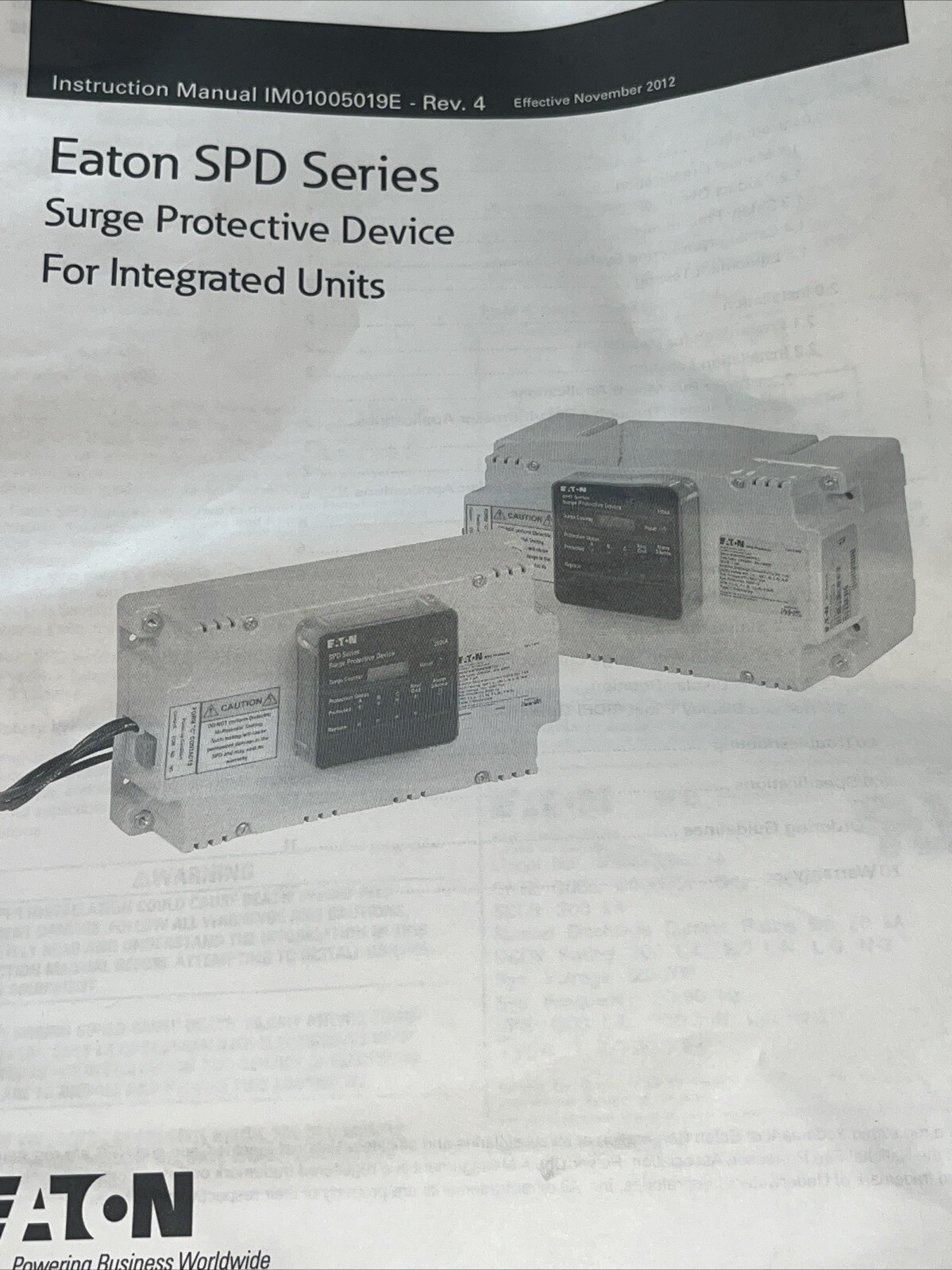 EATON SPD160480Y1J SPD SERIES SURGE PROTECTIVE DEVICE SCCR:200kA, 277/480V 60Hz