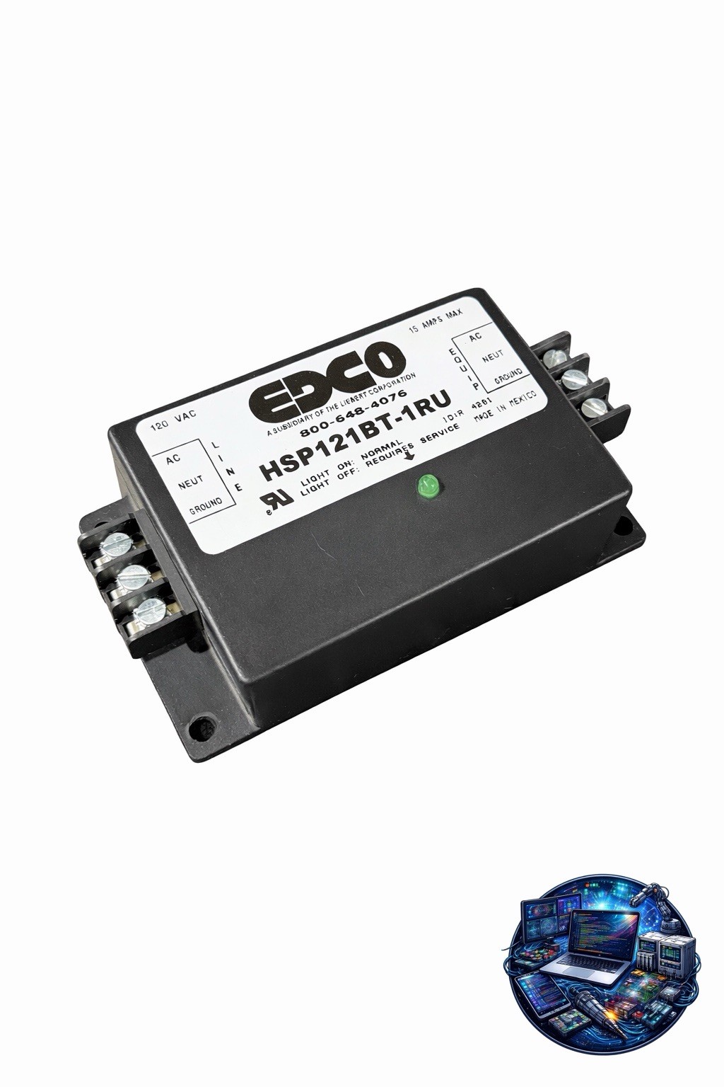 EDCO HSP121BT-1RU, Industrial/Commercial 120 VAC Power Feed Surge Protector