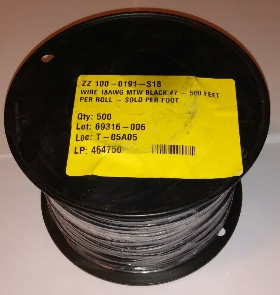 Allied 18 AWG gauge Stranded Tinned Copper Wire, MTW, Hook-up, PVC,Black