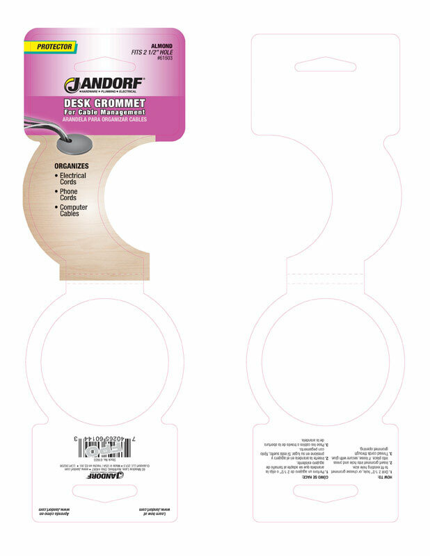 Jandorf DESK GROMMET Almond Fits 2-1/2″ Hole Cable Management Protect Cord 61603