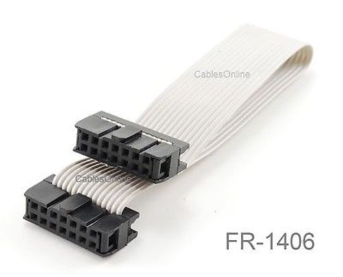 6 inch 14-Pin 2×7-Pin 2.54-Pitch Female 14-Wire IDC Flat Ribbon Cable, FR-1406