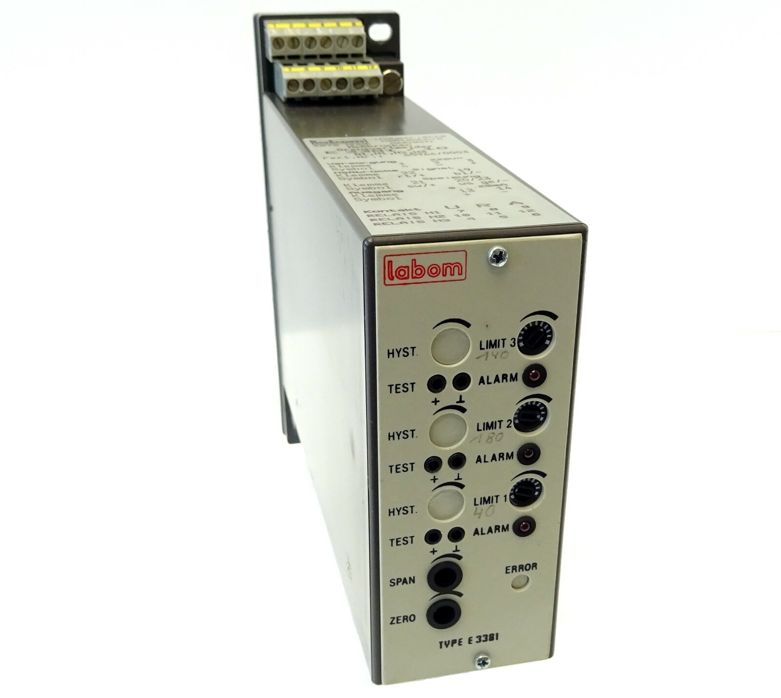 Limit value detector Labom E 3381/10 limit value detector 65966/0003 220V 0…20mA