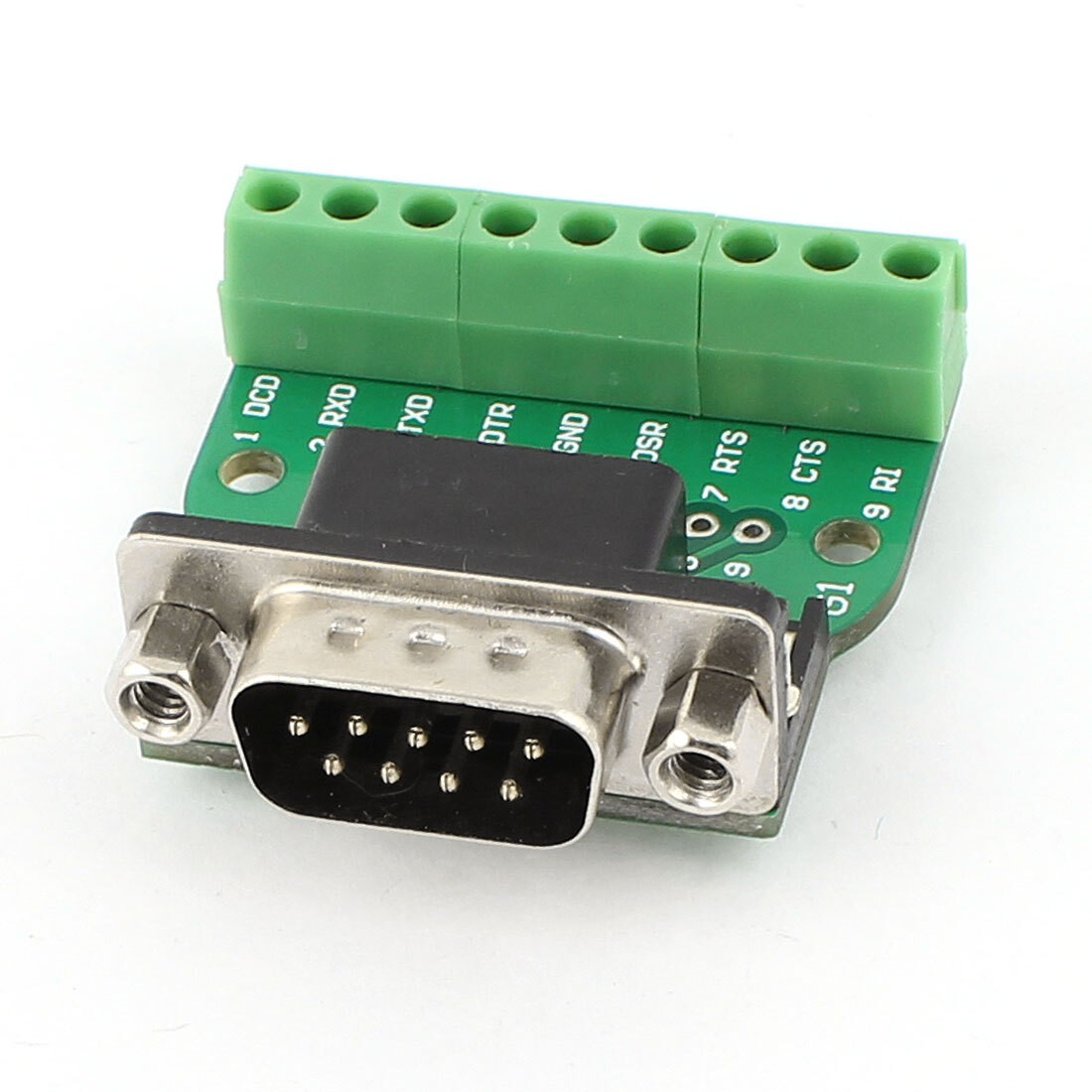DB9 RS232 Serial D SUB Male Connector to 9 Position Terminal Breakout Board