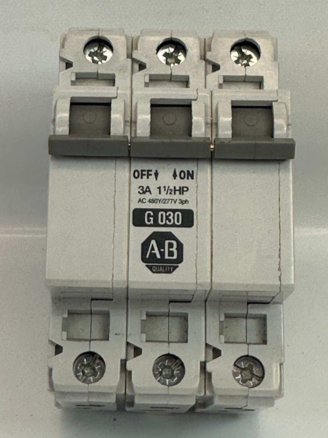 Allen-Bradley 1492-CB3 Manual Motor Controller 3A 480Y/277V 3ph TESTED