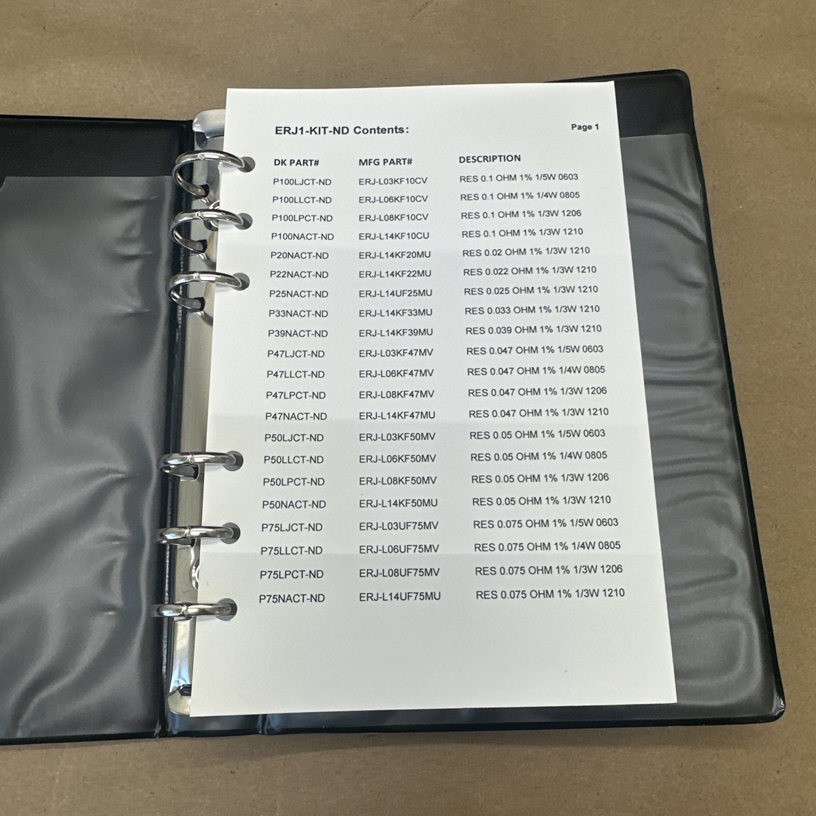 NEW SURPLUS- Digi-Key Panasonic ERJ1-KIT-ND Resistor Kit 0.02-0.1 (420pcs) 🇺🇸