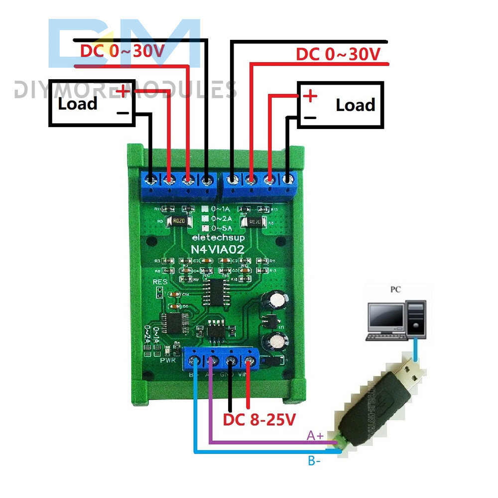 RS485 0-5A 0-30V Current Voltage Collector Voltage Signal Acquisition Module