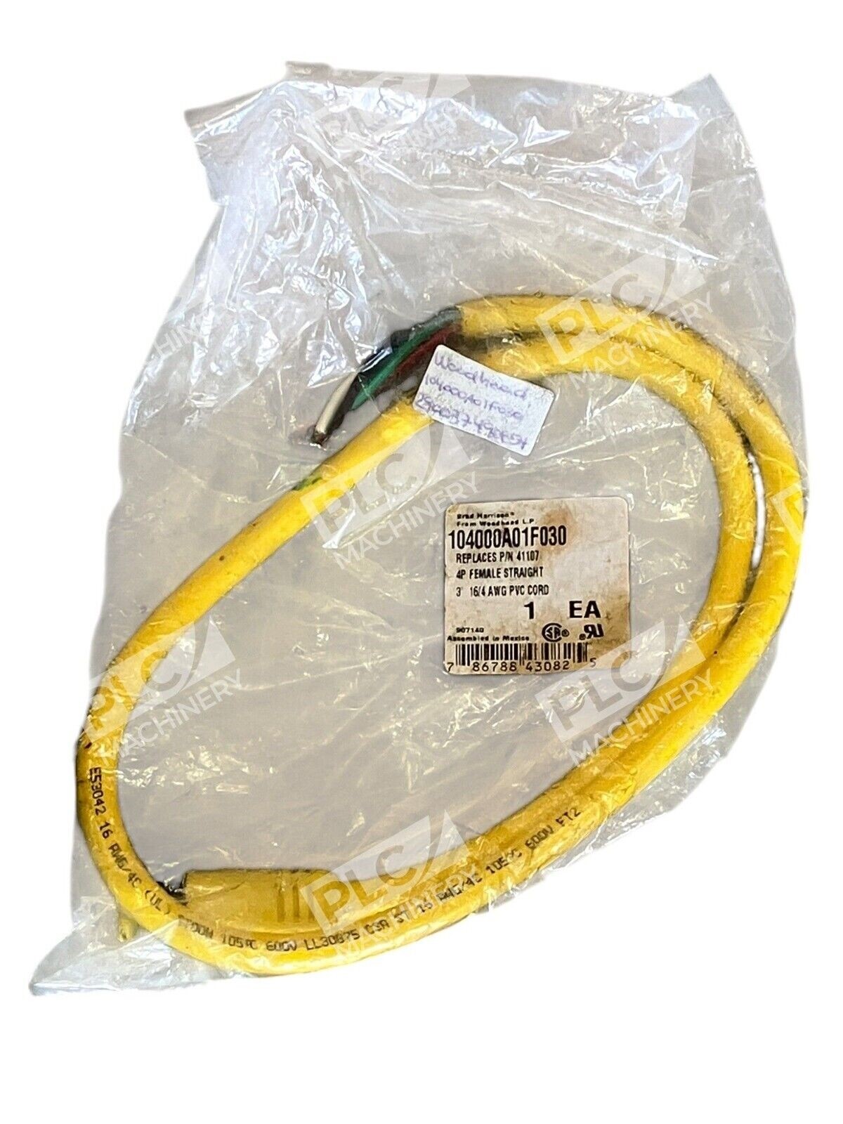 Brad Harrison Woodhead LP 4P Female Straight 3′ 16/4 AWG PVC Cord 104000A01F030