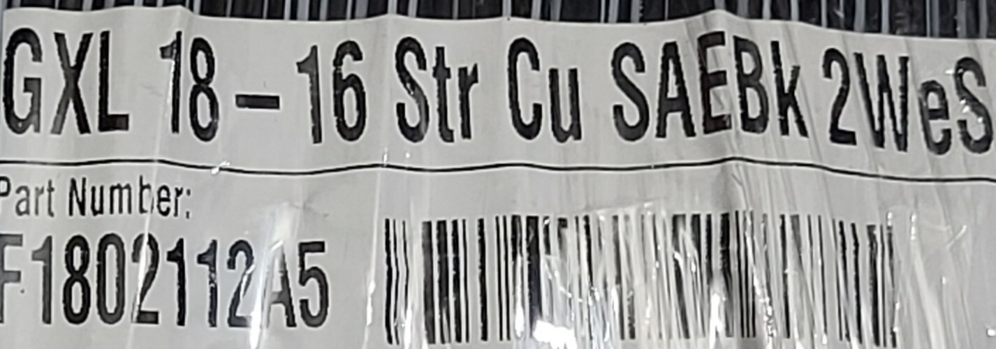 Southwire #18awg GXL SAE J1128 XLPE Automotive Wire 125C Black/White /100ft