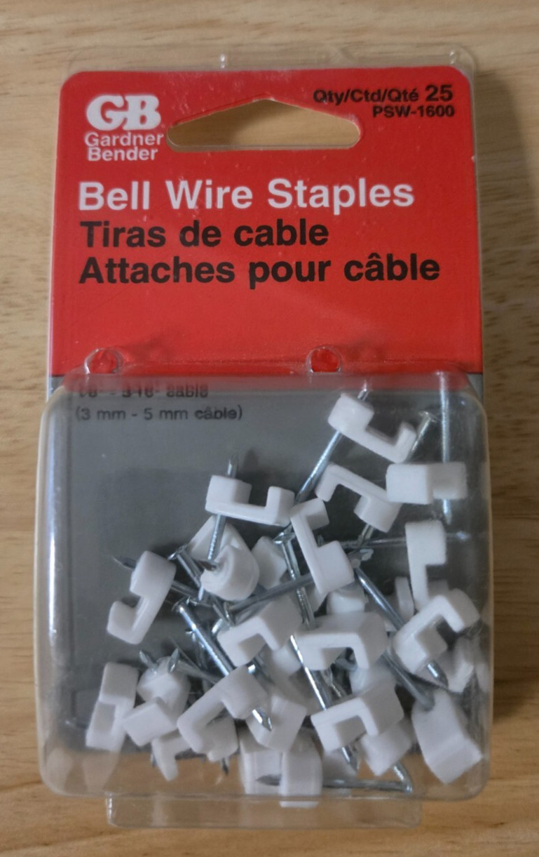 Gardner Bender PSW-1600 Low Voltage Staples, 3/16 in, Qty: 25