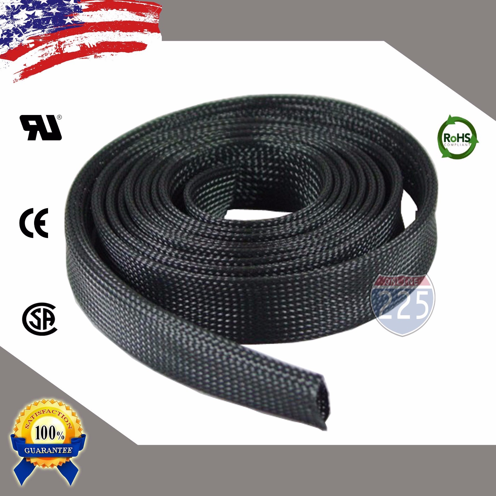 5 FT. 1 1/2″ Black Expandable Wire Cable Sleeving Sheathing Braided Loom Tubing
