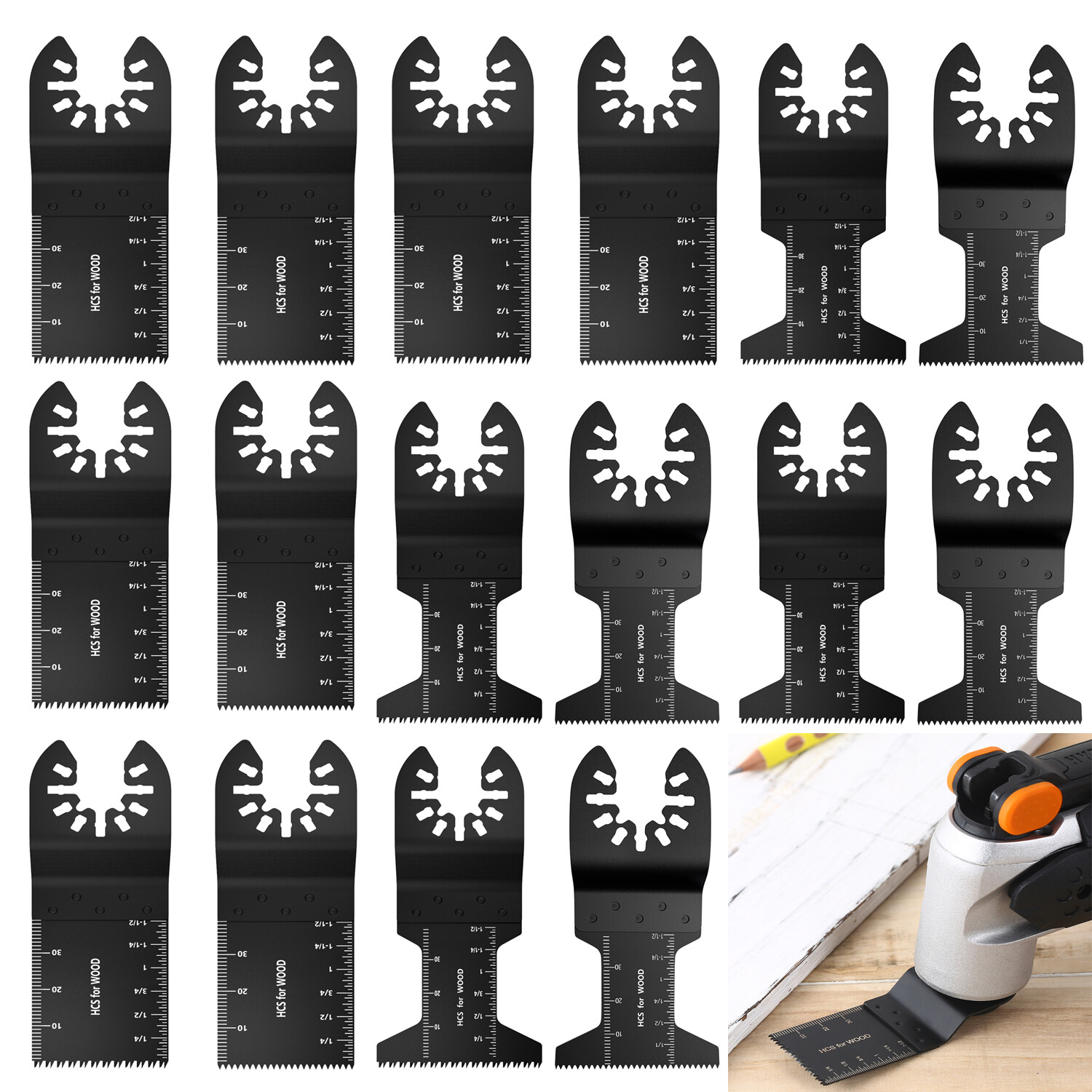 16PCS Metal Wood Universal Oscillating Multitool Quick Release Saw Blades Kit