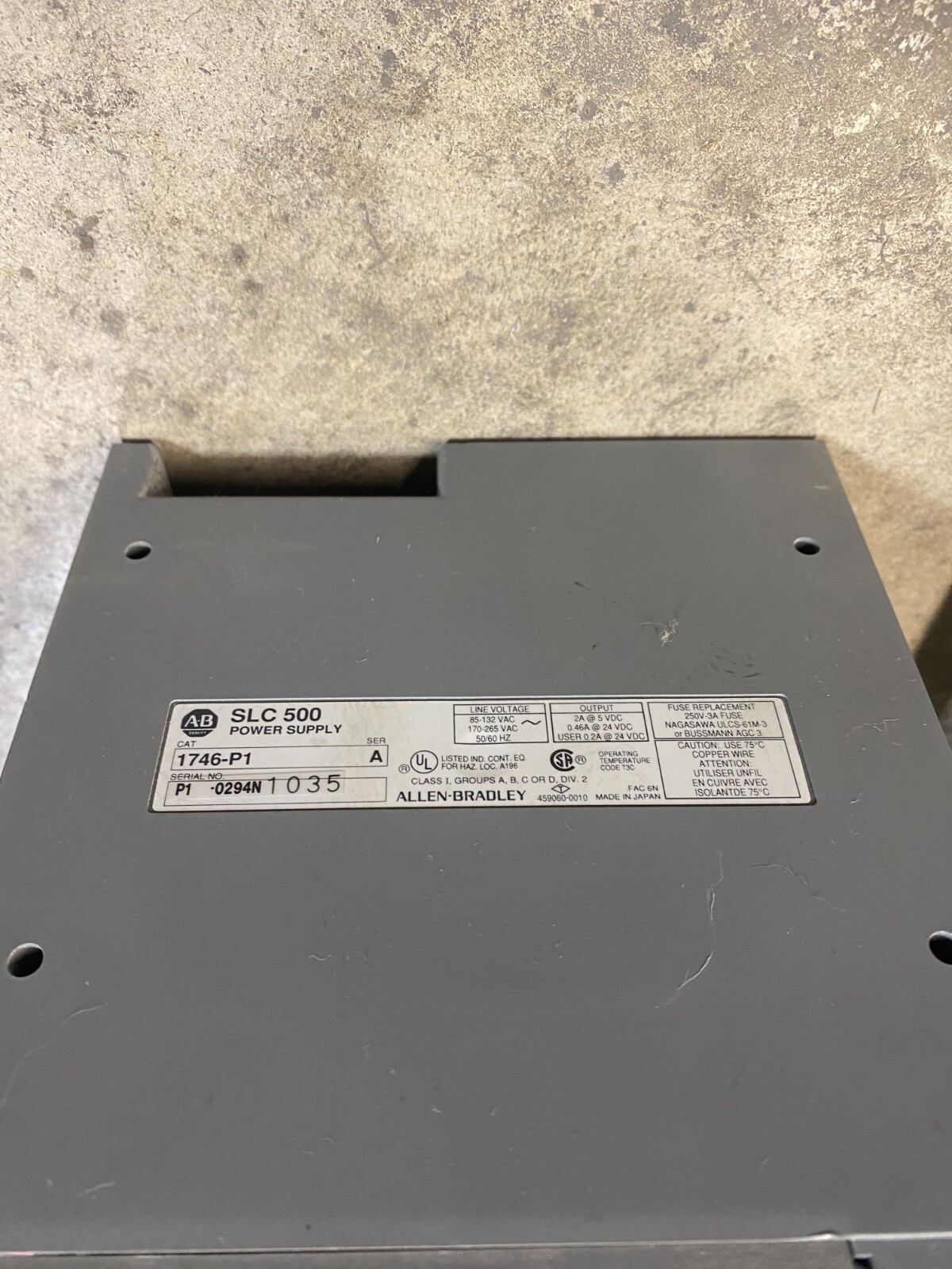Allen Bradley 1746-P1 Power Supply with 7 Slot Rack and Cards