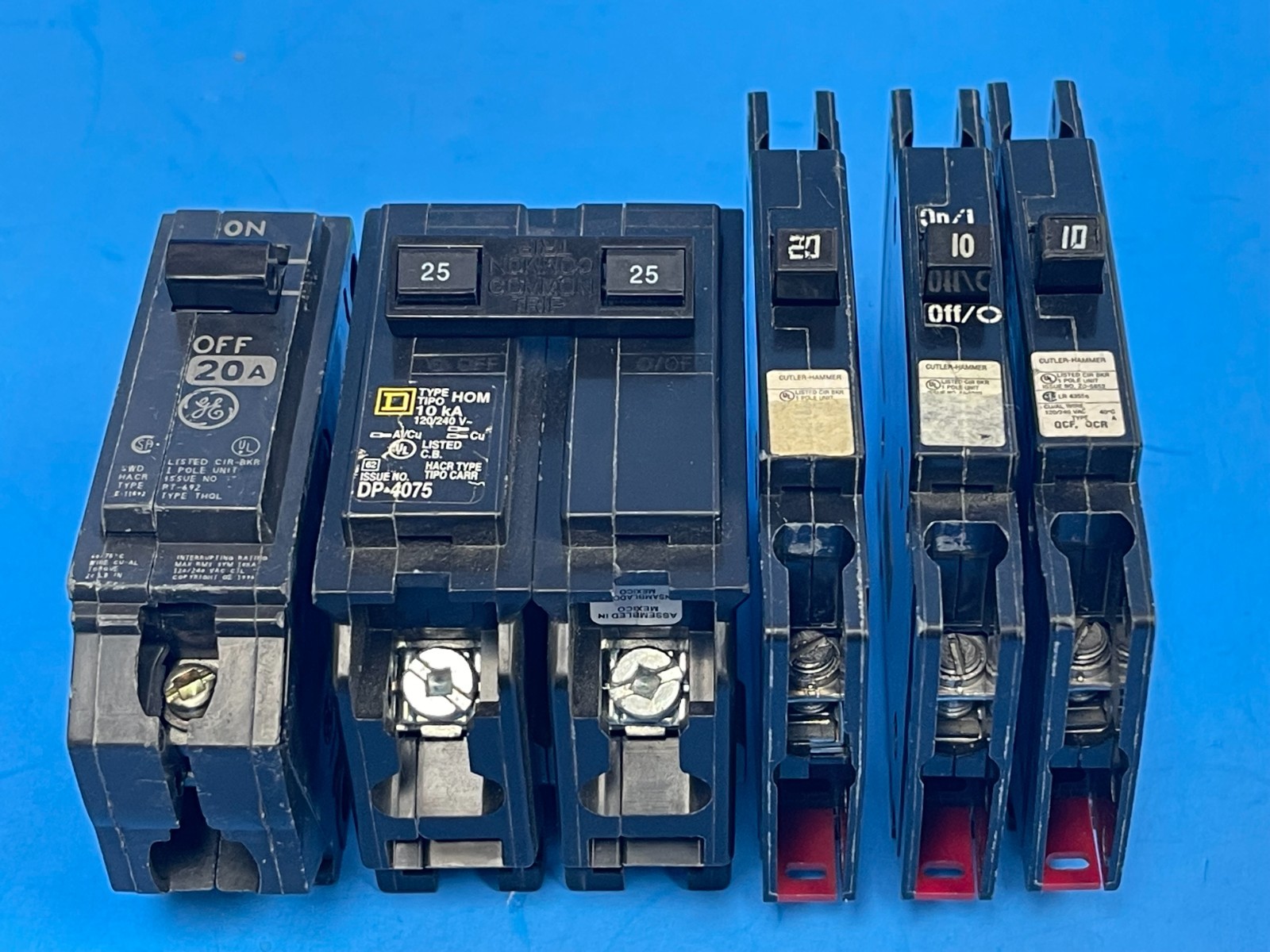 Cutler Hammer QCR1010, QCR1020, Square D HOM225,&GE Type RT-692 Circuit Breakers