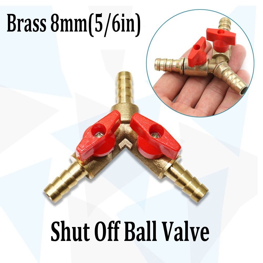 Premium grade 516 Brass Y 3 Way Shut off Ball Valve for Hose Barb Fuel