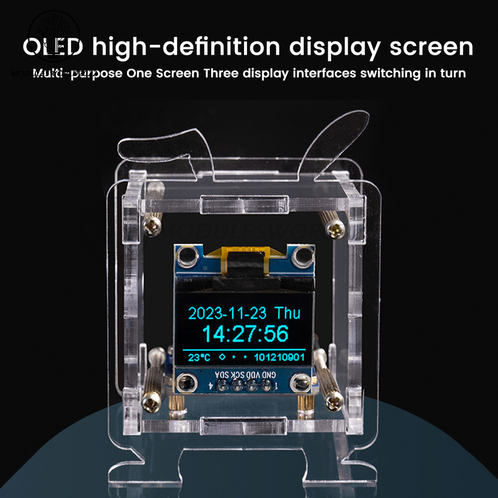 DIY ESP8266 Mini Weather Forecast Electronic Clock Kit 0.96″ OLED Display+Shell
