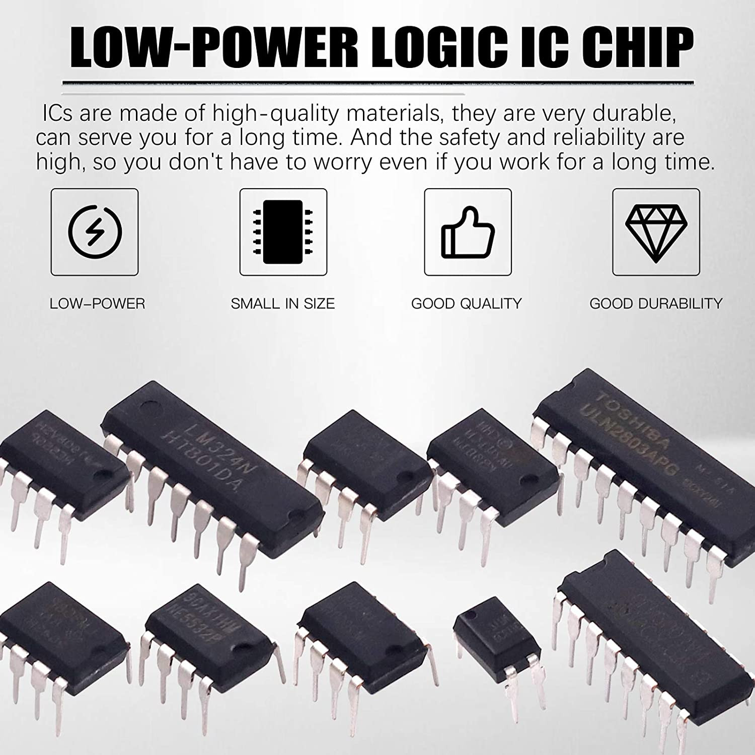 50Pcs 10 Types IC Chip Assortment Kit, High Temp Range Durable