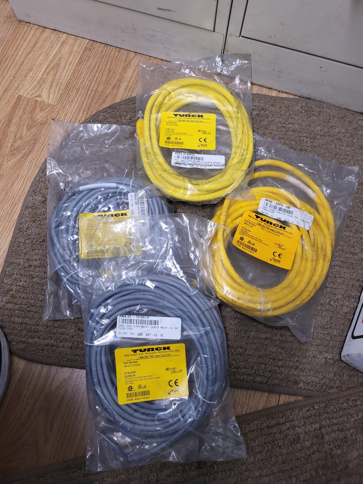 ASSORTED TURCK CABLES, NEW IN PACKAGE OLD STOCK