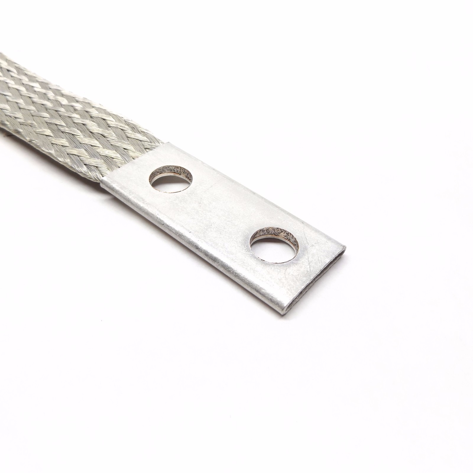 Unbranded 16-1/2″ Long Tin Plated Copper Ground Strap, Braided, 2-Hole