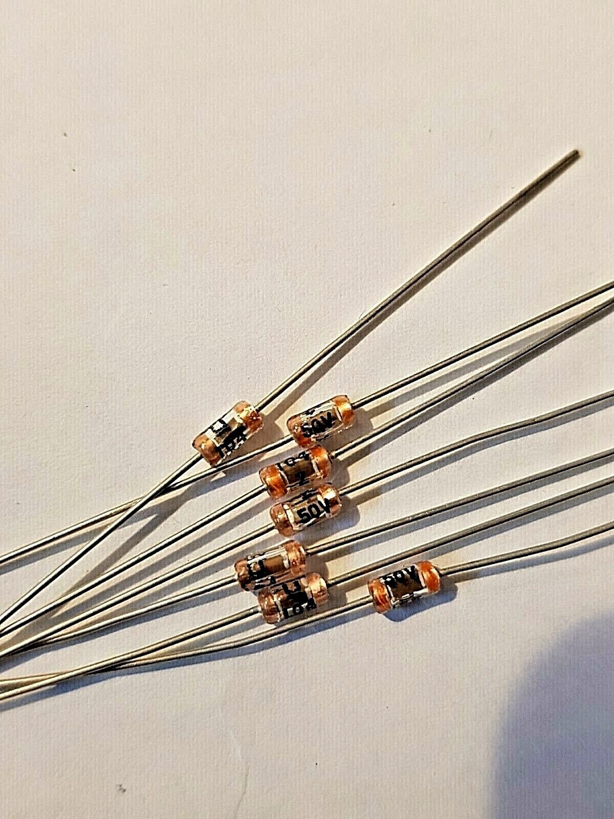 5x Glass Passivated Ceramic Capacitor .1uF 50v Axial 100nF