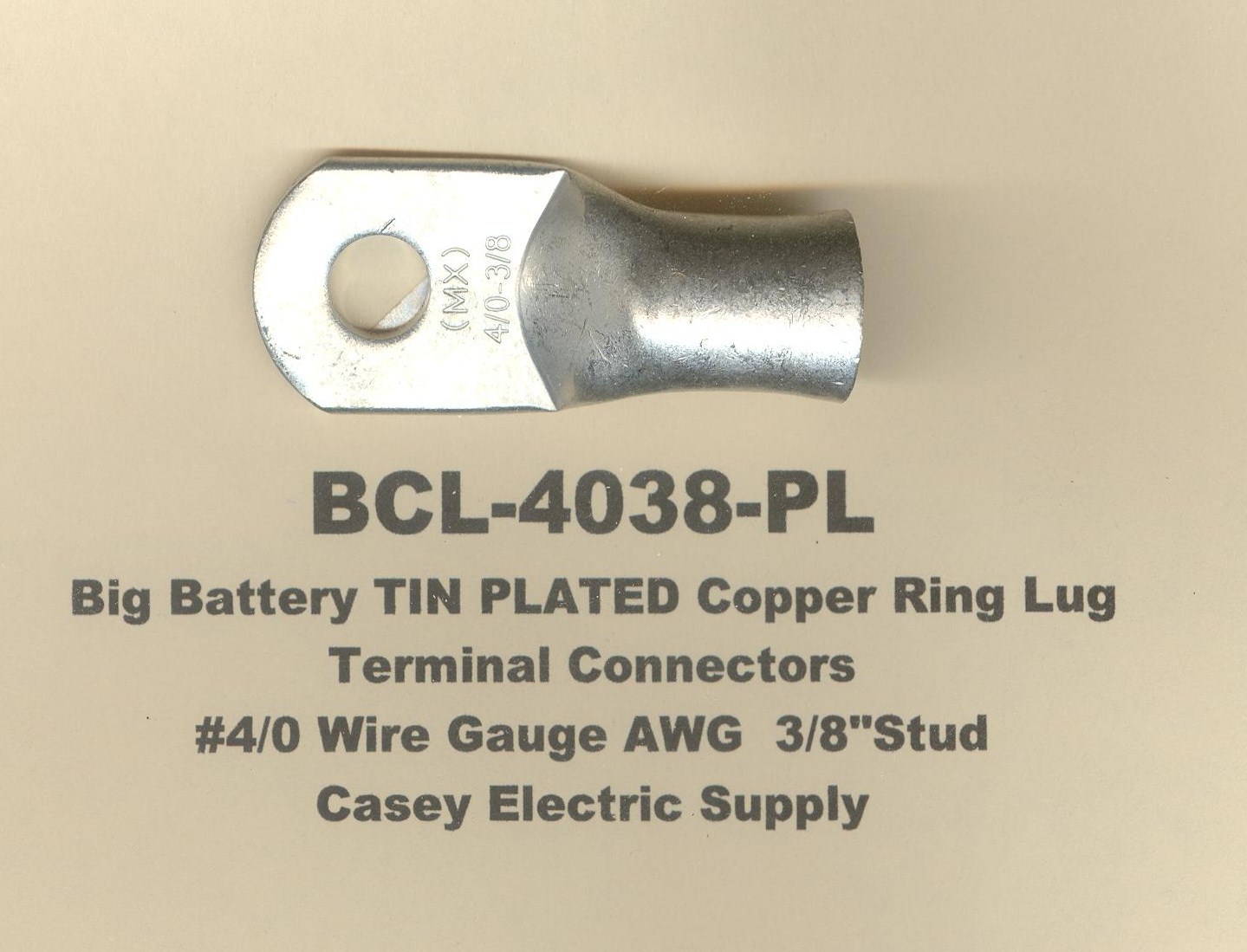 5 TIN PLATED Battery Copper Ring Lug Terminal Connector #4/0 Wire Gauge 3/8″ Std