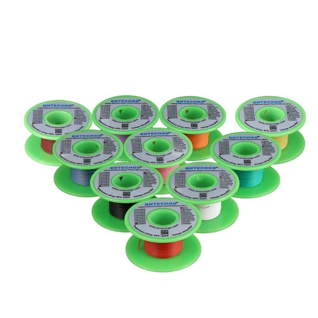 30 Gauge Silicone Wire Kit 10 Color Each 25 ft Flexible 30 AWG Stranded Tinned C