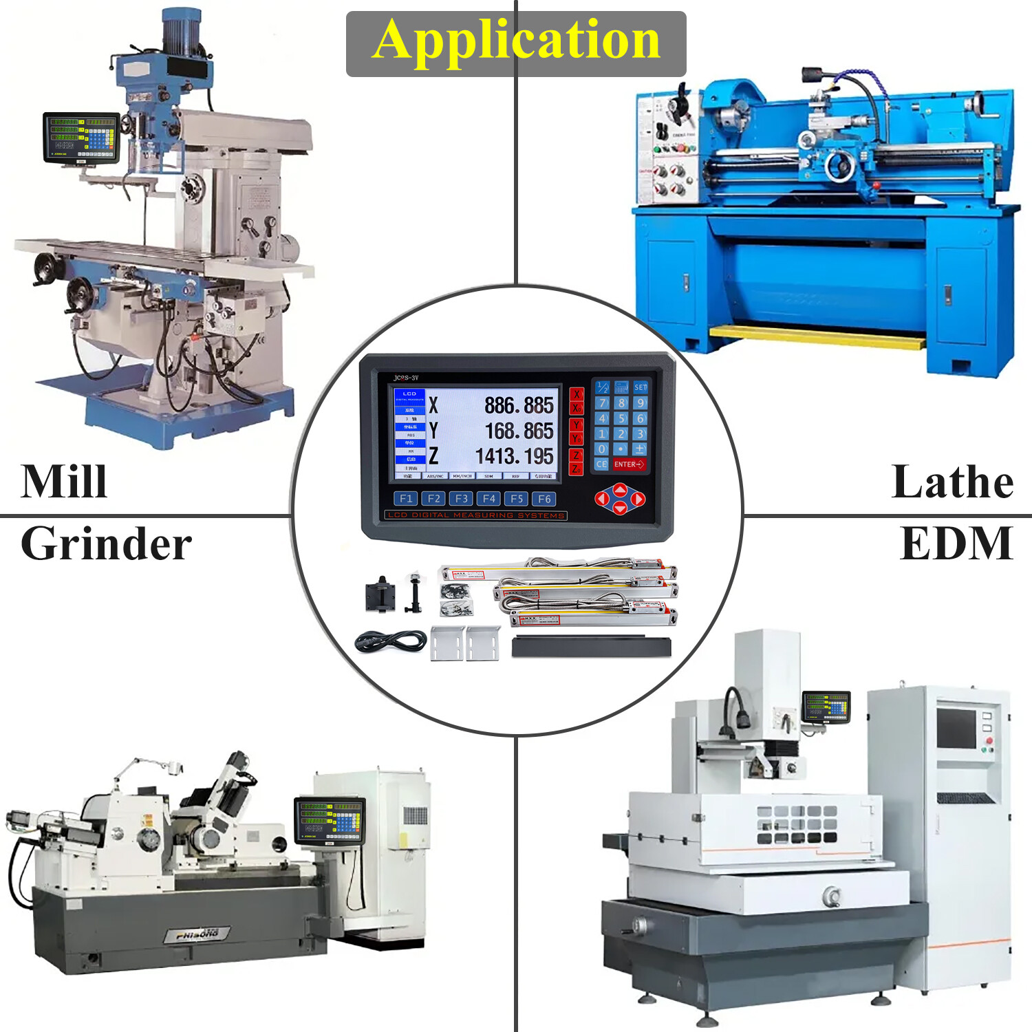 Precision 1μm Linear Scale DRO 2/3 Axis Digital Readout Glass Encoder Lathe Mill