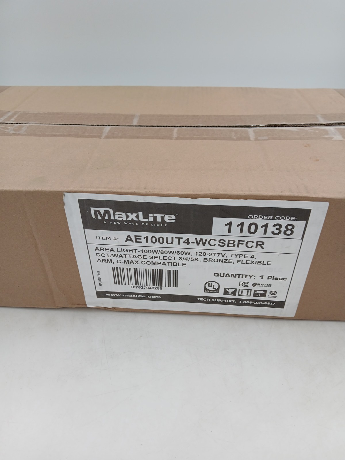 MaxLite AE100UT4-WCSBFCR Area Light 100/80/60W Type 4 120-277V Bronze CCT Select